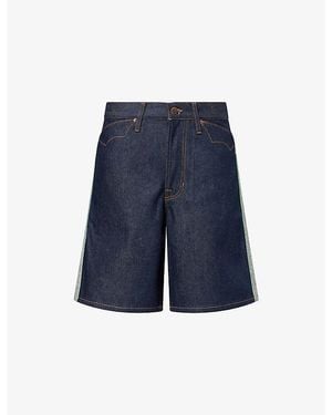 COACH X Brain Dead Contrast-Stripe Denim Skater Shorts - Blue