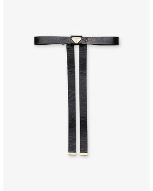 Prada Logo Leather Hair Clip in Black | Lyst display picture 1