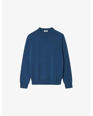 Sandro Long-Sleeve Crewneck Cashmere Sweater - Blue