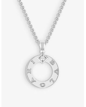 BVLGARI 18Ct- And 0.09Ct Brilliant-Cut Diamond Pendant Necklace - White