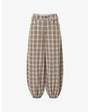 Amy Lynn Esme Balloon-Leg Cotton Pants - Brown