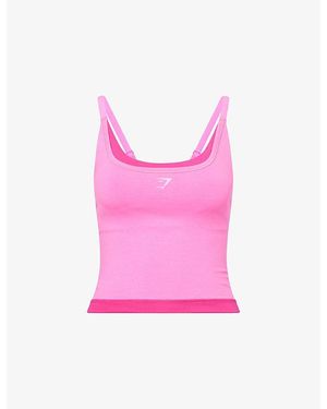 GYMSHARK Interval Seamless Midi Jersey Tank Top - Pink