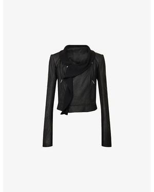 Rick Owens Scarf Biker Leather Jacket - Black