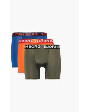 Björn Borg Menspack 1 Pack Of Three Logo-Waistband Stretch-Recycled Polyester Boxers - Blue