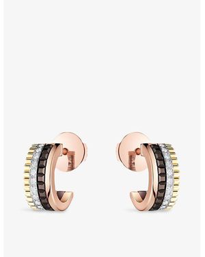 Boucheron Quatre Classique Mini 18Ct- - - Pvd And 0.12 Diamond Hoop Earrings - Pink