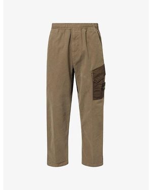Stone Island Logo-Patch Panelled Cotton Trousers - Natural
