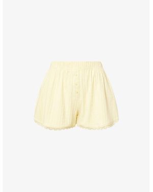 Lounge Underwear Pointelle Mid-Rise Stretch-Woven Pyjama Shorts - Natural