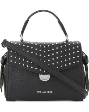 MICHAEL Michael Kors Bristol Studded Leather Satchel Bag - Black