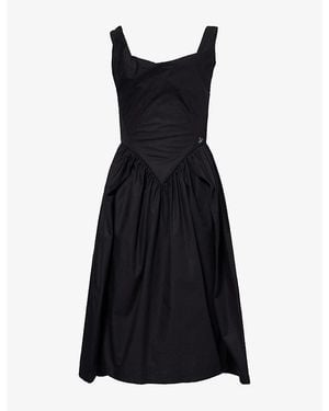 Vivienne Westwood Sunday Draped Cotton-Poplin Midi Dress - Black