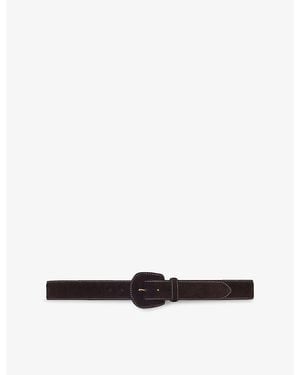 Maje Contrast-Stitch Suede Belt - Brown