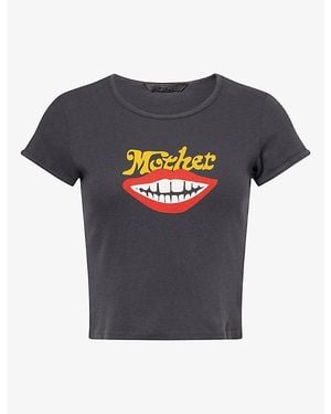 Mother The Itty Bitty Ringer Cotton T-Shirt - Blue