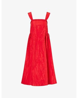 Damson Madder Elina Woven Midi Dress - Red