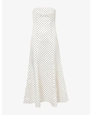 ROTATE BIRGER CHRISTENSEN Polka Dot Bandeau Satin Midi Dress - White