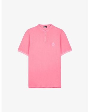 The Kooples Sweet Logo-Embroidered Long-Sleeve Cotton-Pique Polo Shirt - Pink