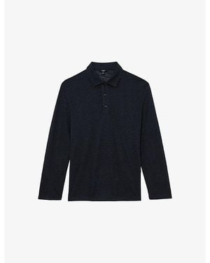 Reiss Pembroke Long-Sleeve Linen Polo - Blue