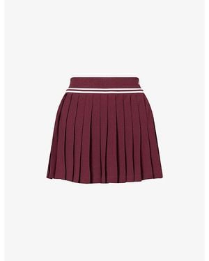 Sporty & Rich Abigail Signature-Logo Woven Mini Skirt - Red