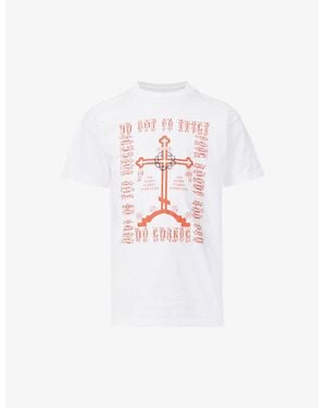 BADDEST SKATE SHOP Byzantine Cross Graphic-Print Cotton-Jersey T-Shirt - White