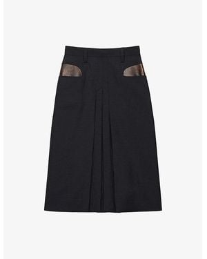Prada Pleated Mohair And Wool-Blend Midi Skirt - Black