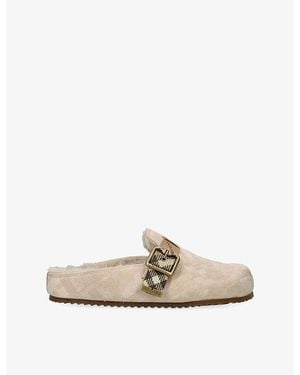 Burberry Check Suede Urchin Clogs - Natural