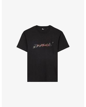 The Kooples Branded Short-Sleeved Cotton-Jersey T-Shirt - Black