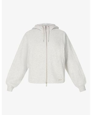 Sweaty Betty Premium Brushed Zip-Through Cotton-Jersey Hoody - White