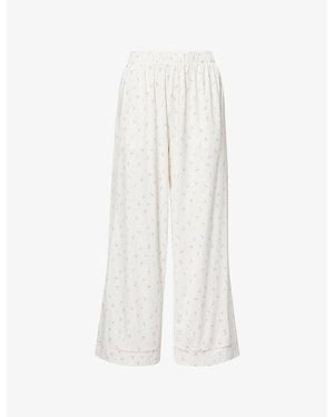 Lounge Underwear Floral-Print Modal-Blend Pyjama Bottoms - White
