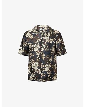 Jonathan Simkhai Casper Floral-Print Silk Shirt - Black
