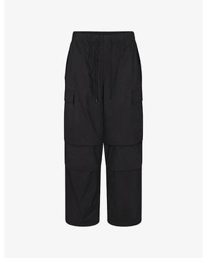 Skims Wide-Leg Cargo-Pocket Stretch-Cotton Trousers - Black