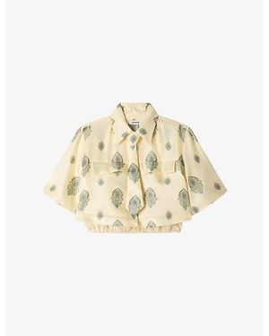 Sandro Paisley Cropped Satin Shirt - Metallic