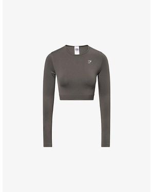 GYMSHARK Everyday Seamless Long-Sleeve Cropped Jersey Top - Grey