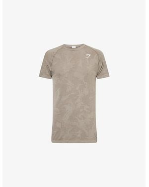 GYMSHARK Geo Seamless Slim-Fit Mesh T-Shirt - Natural