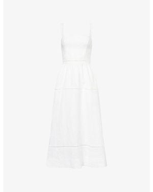 Reformation Everett Square-Neck Linen Midi Dress - White