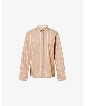 ME+EM Striped Boyfriend Cotton Shirt - Natural