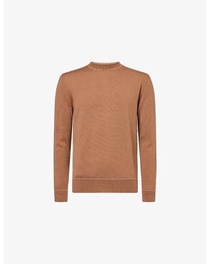Eleventy Crewneck Long-Sleeves Wool Jumper - Brown