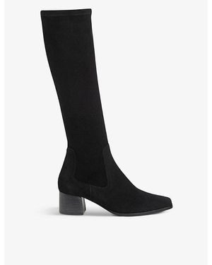 Whistles Blair Zipped Suede Knee-High Boots - Black