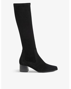 Whistles Blair Zipped Suede Knee-High Boots - Black