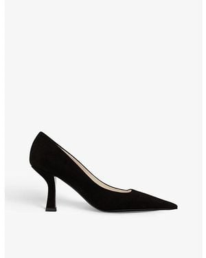 Sandro Linda Curved-Heel Suede Heeled Court Shoes - Black