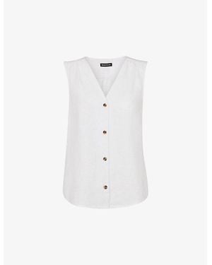 Whistles Laura V-Neck Linen Tank Top - White