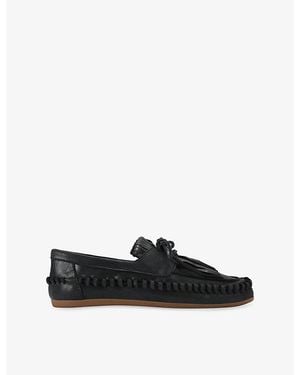 Steve Madden Samual Leather Boat Shoes - Black
