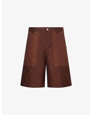 CASABLANCA Monogram-Print Patch-Pocket Cotton Cargo Shorts - Brown