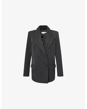 GOOD AMERICAN Oversized Double-Breasted Stretch-Woven Blazer - Black