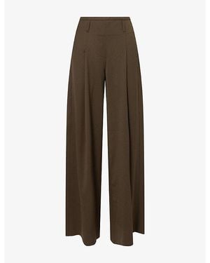 ME+EM Wide-Leg Woven Trousers - Brown