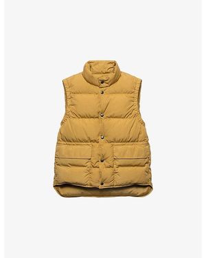 Prada Logo-Embroidered Cotton-Down Gilet - Yellow
