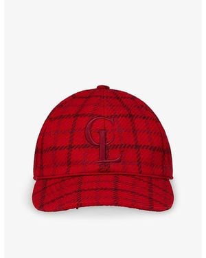 Christian Louboutin Neocl Check-Print Wool And Leather Baseball Cap - Red