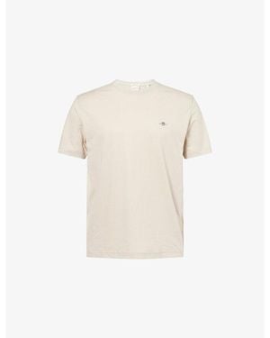 GANT Shield Logo-Embroidered Cotton Polo T-Shirt - Natural