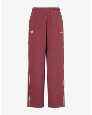 Les Deux Crinkled Seersucker Woven Track Jogging Bottoms - Red