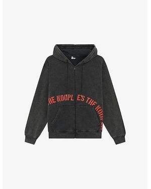 The Kooples Zip-Up Logo-Print Cotton Hoody - Black