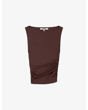 OMNES Delia Sleeveless Side-Ruched Stretch-Jersey Top - Purple