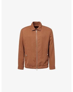 Eleventy Solbiati Zipped Linen Jacket - Brown