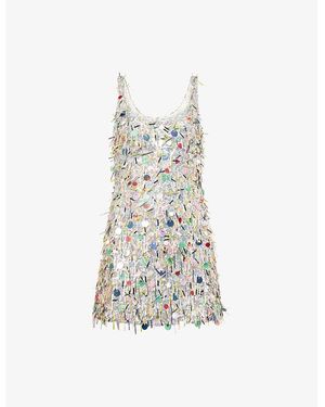 Sandy Liang Simon Embellished Woven Mini Dress - White